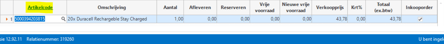 Artikelcode onderstreept